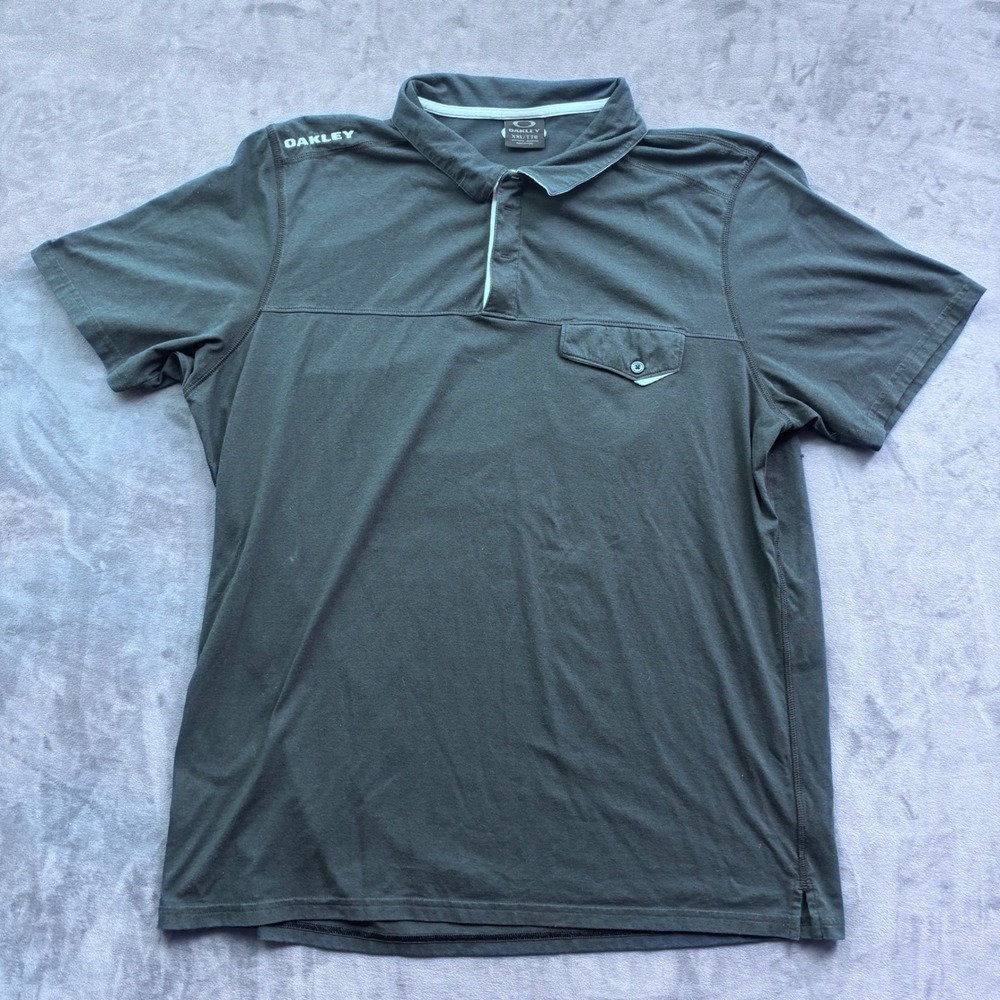 Oakley O-Hydrolix Mens XXL Charcoal Gray Short Sleeve Polo Shirt Chest Pocket